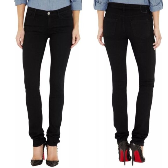 Goldsign Pants - Goldsign Black Misfit Coated Denim Stretch Straight Leg Jeans, 0